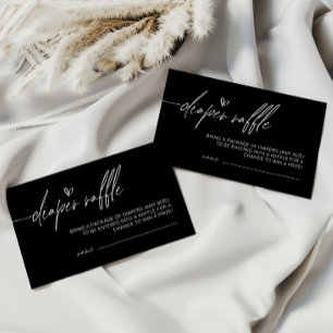 Black & White Minimalist Diaper Raffle Enclosure Card