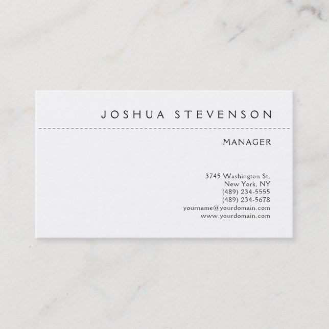 Black & White Minimalist Elegant Plain Modern Business Card (Front)