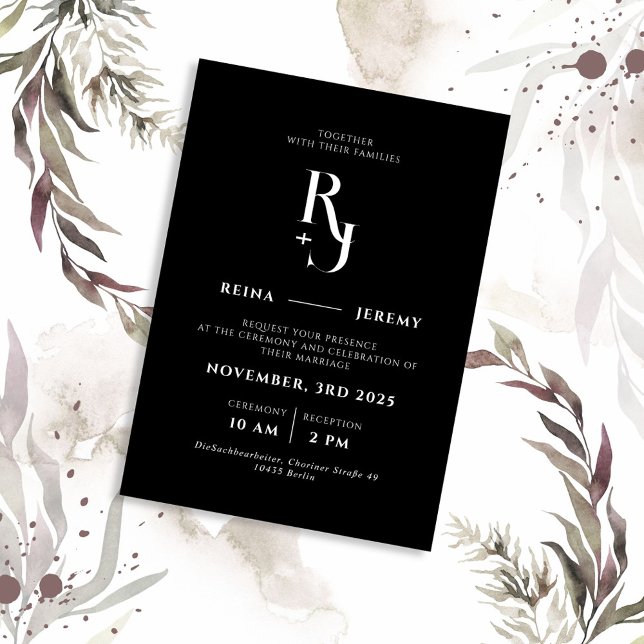 Black & White Minimalist Elegant Wedding Invitation (Creator Uploaded)