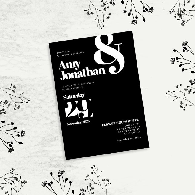 Black & White Minimalist Elegant Wedding Invitation (Creator Uploaded)