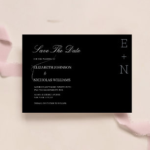 black & white minimalist elegant wedding  save the date