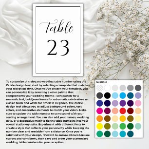 Black & White Minimalist Elegant Wedding Table Number
