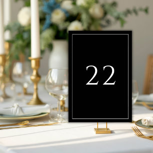Black & White Minimalist Elegant Wedding Table Number