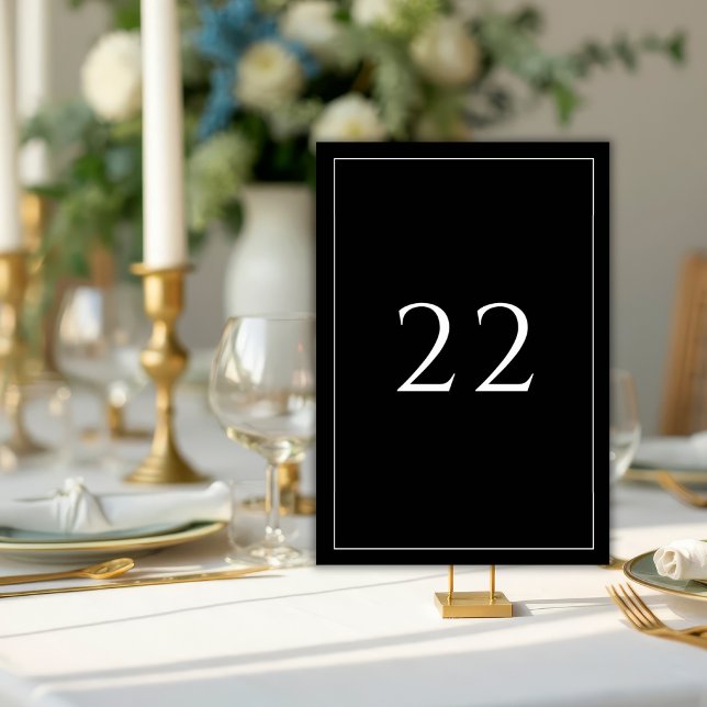 Black & White Minimalist Elegant Wedding  Table Number (Creator Uploaded)