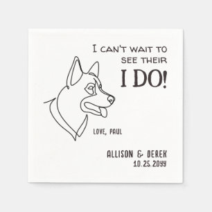 Black White Minimalist Funny Dog Simple Wedding Napkin