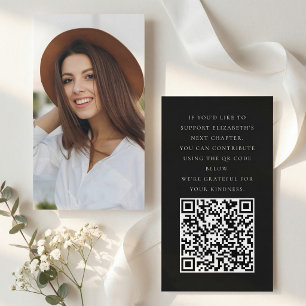 Black White Minimalist Graduation Fund QR Enclosure Card