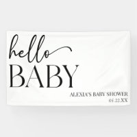 Black White Minimalist Hello Baby Baby Shower