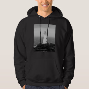 Black White Minimalist Lighthouse Hoodie