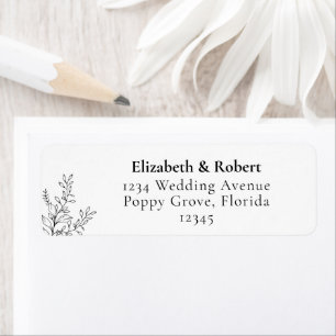 Black & White Minimalist Line Art Return Address 