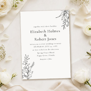 Black & White Minimalist Line Art Wedding Invitation