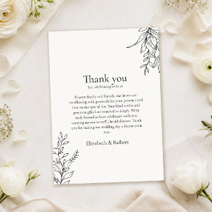 Black & White Minimalist Line Art Wedding Thank You Card