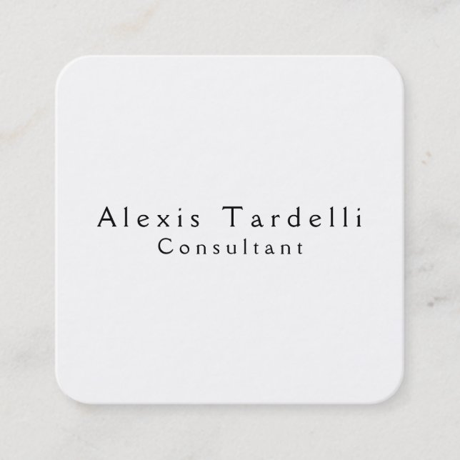 Black & White Minimalist Modern Professional Chic Square Business Card (Front)