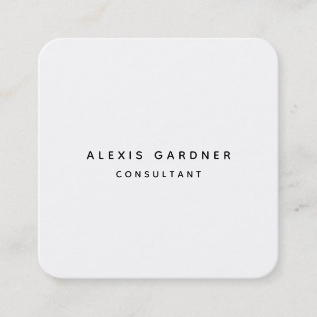Black White Minimalist Modern Professional Simple Square Business Card (Front)