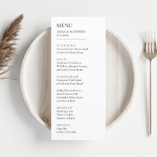 Black & White Minimalist Modern Simple Wedding Menu
