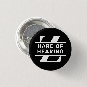 Black White Minimalist Monogram Hard of Hearing 3 Cm Round Badge