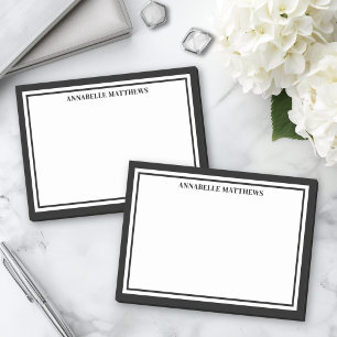 Black White Minimalist Monogram Post-it Notes