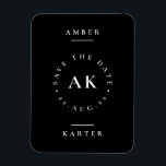 Black & White Minimalist Monogram Save the Date Magnet<br><div class="desc">Can be fully customised to suit your needs. © Gorjo Designs. Made for you via the Zazzle platform. // Looking for matching items? Other stationery from the set available in the ‘collections’ section of my store. // Need help customising your design? Got other ideas? Feel free to contact me (Zoe)...</div>