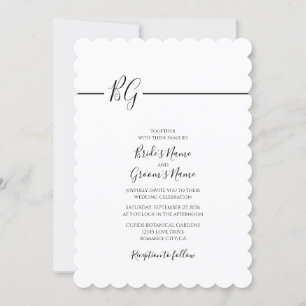 Black & White Minimalist Monogram Wedding Invitation