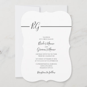 Black & White Minimalist Monogram Wedding Invitation
