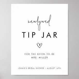 Black & White Minimalist Newlywed Tip Jar Poster