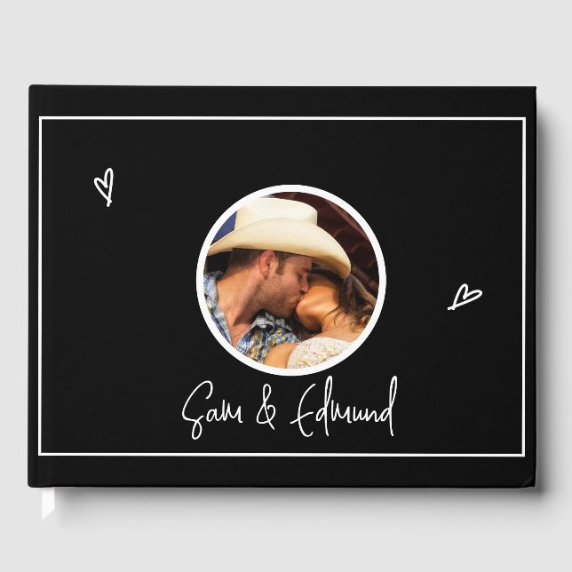 Black & White Minimalist - Photo-  Guest Book (Front)