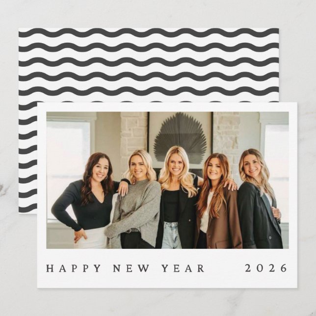 Black & White Minimalist Photo New Year (Front/Back)