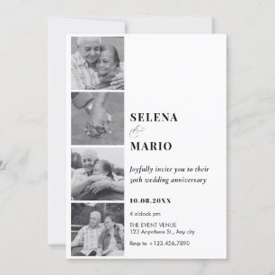 Black white minimalist photo wedding anniversay invitation