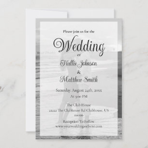 Black & White Minimalist Photo Wedding Invitation