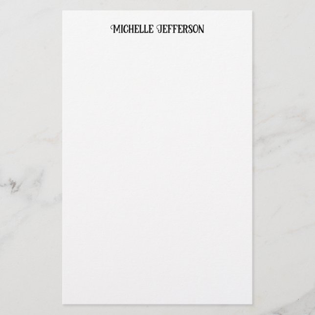Black & White Minimalist Plain Classical Stationery (Front)