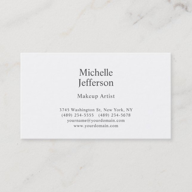 Black & White Minimalist Plain Modern Business Card (Front)