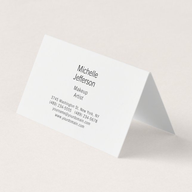 Black & White Minimalist Plain Modern Business Card (Front)