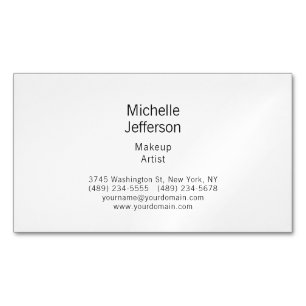 Black & White Minimalist Plain Modern Magnetic Business Card