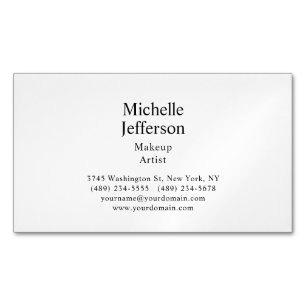 Black & White Minimalist Plain Modern Magnetic Business Card