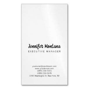 Black & White Minimalist Plain Modern Magnetic Business Card