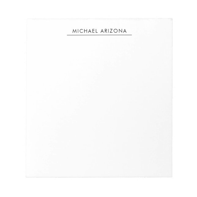 Black & White Minimalist Plain Modern Notepad (Front)