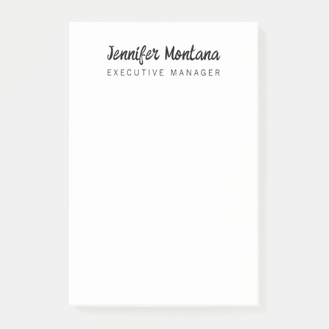 Black & White Minimalist Plain Modern Post-it Notes (Front)