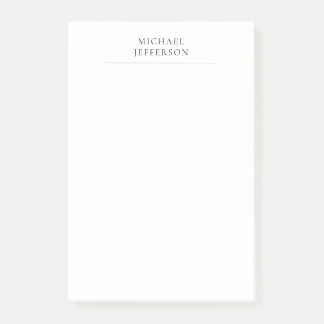 Black & White Minimalist Plain Modern Post-it Notes (Front)