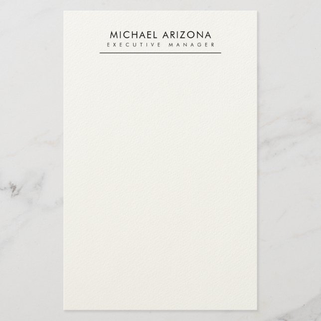 Black & White Minimalist Plain Modern Stationery (Front)