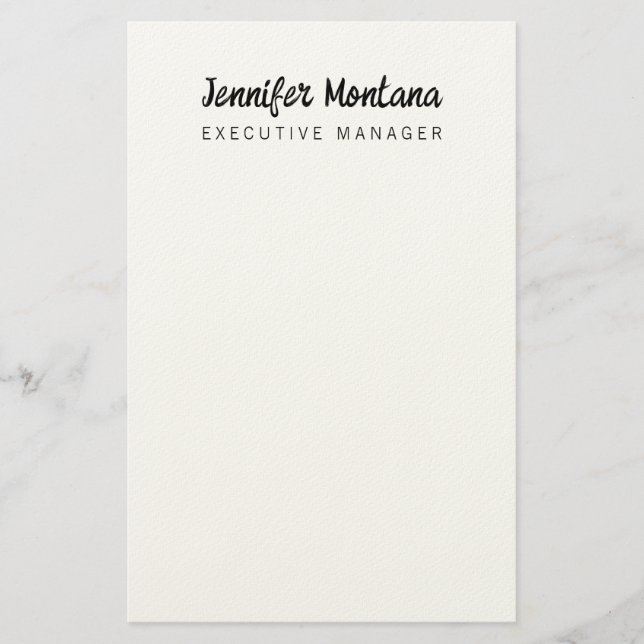 Black & White Minimalist Plain Modern Stationery (Front)