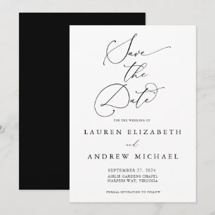 Black & White Minimalist Save the Date Invitation