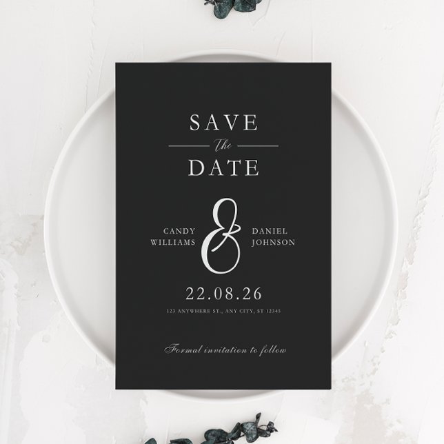 Black & White Minimalist Save The Date Invitation (Creator Uploaded)