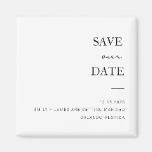Black + White Minimalist Save The Date Magnet