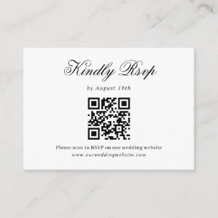 Black White Minimalist Script Wedding QR Code Rsvp Enclosure Card