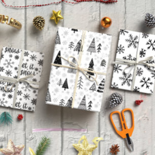 Black & White Minimalist set of 3  Wrapping Paper Sheet