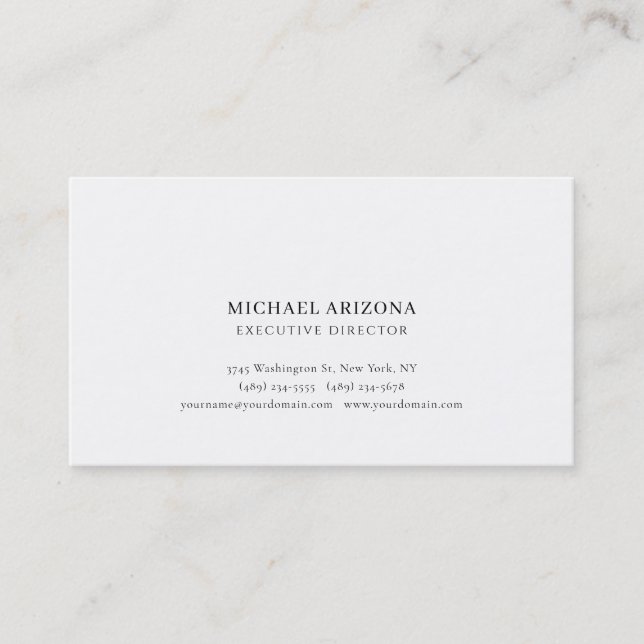 Black & White Minimalist Simple Chic Modern Plain Business Card (Front)