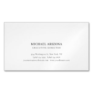 Black & White Minimalist Simple Chic Modern Plain Magnetic Business Card