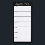 Black White Minimalist Simple Family Meal Planning Magnetic Notepad<br><div class="desc">Write your dinners on this magnetic note pad for an easy way to plan out the week's meals and stick it up on your fridge, pantry door or command centre. The simple, modern layout in graphic black and white with sans serif fonts will appeal to every visually organised meal planner....</div>