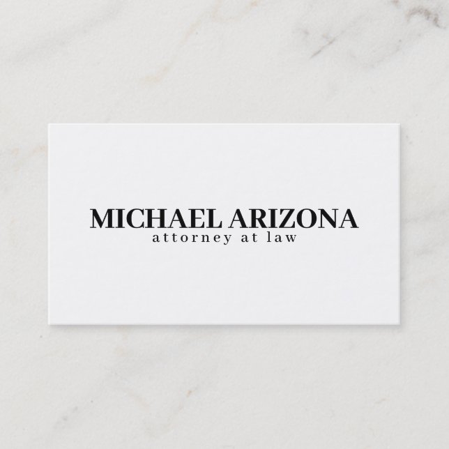 Black & White Minimalist Simple Plain  Business Card (Front)