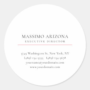 Black White Minimalist Simple Plain  Classic Round Sticker