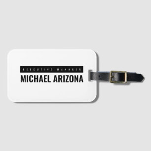 Black & White Minimalist Simple Plain Luggage Tag
